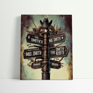 Personalized Crossroads Sign Wall Art on Canvas