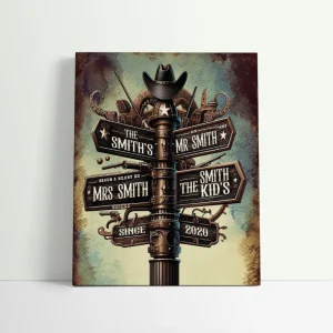 Personalized Vintage Crossroads Signs on Canvas